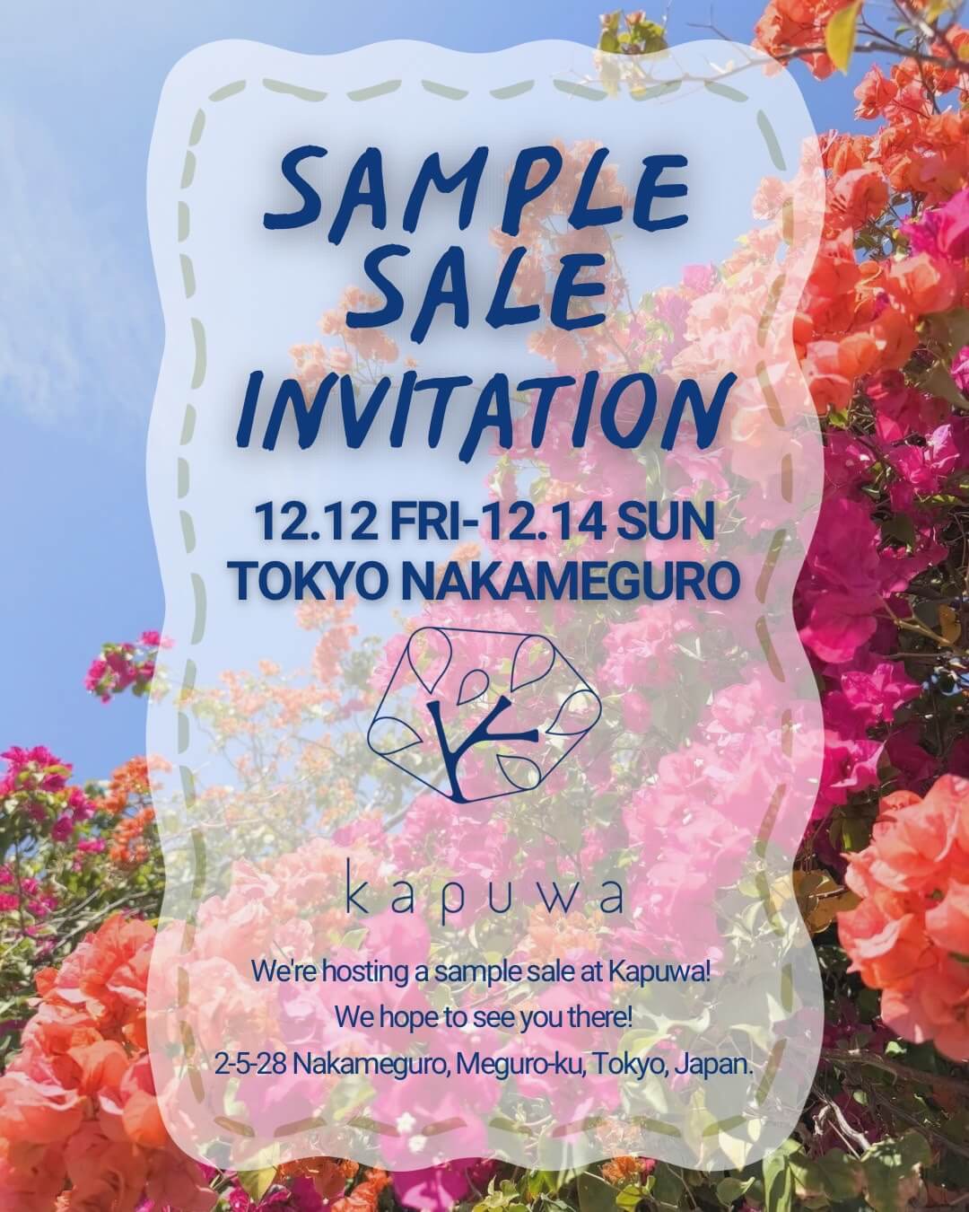 kapuwa秋冬サンプルセール開催のお知らせ